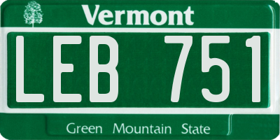VT license plate LEB751