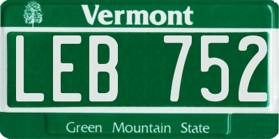 VT license plate LEB752