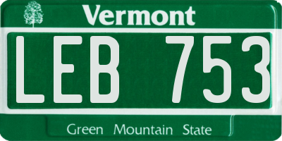 VT license plate LEB753