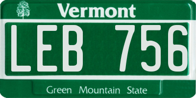 VT license plate LEB756