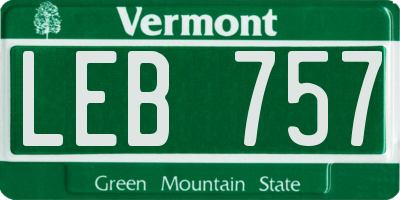 VT license plate LEB757