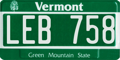 VT license plate LEB758
