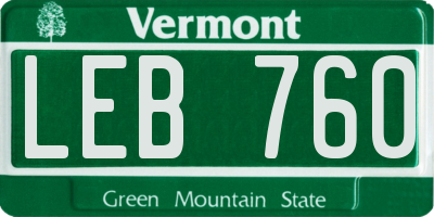 VT license plate LEB760