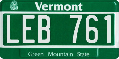 VT license plate LEB761