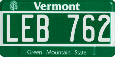 VT license plate LEB762