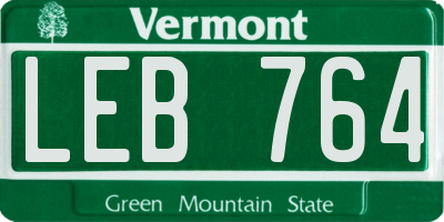 VT license plate LEB764