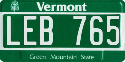 VT license plate LEB765
