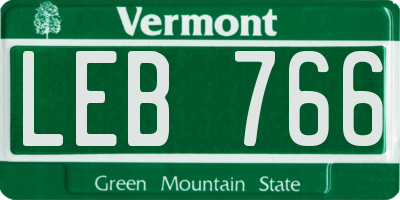 VT license plate LEB766