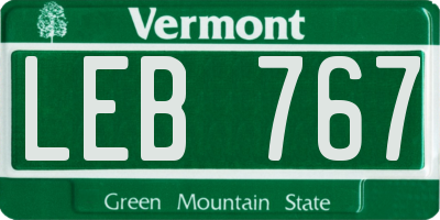 VT license plate LEB767