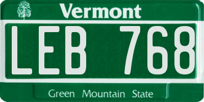 VT license plate LEB768