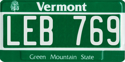 VT license plate LEB769