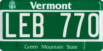 VT license plate LEB770