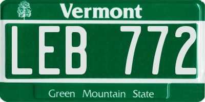 VT license plate LEB772