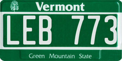 VT license plate LEB773