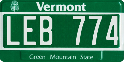 VT license plate LEB774