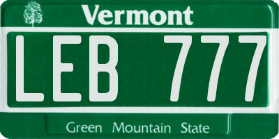 VT license plate LEB777