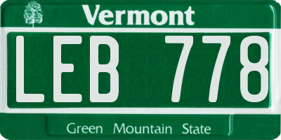 VT license plate LEB778