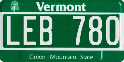 VT license plate LEB780