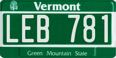 VT license plate LEB781