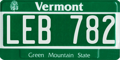 VT license plate LEB782