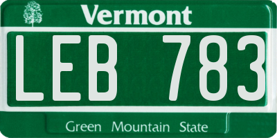 VT license plate LEB783