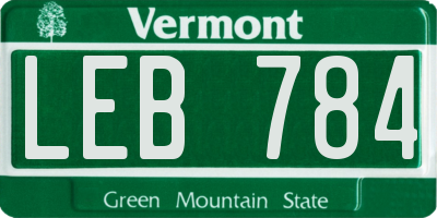 VT license plate LEB784