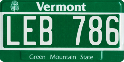 VT license plate LEB786