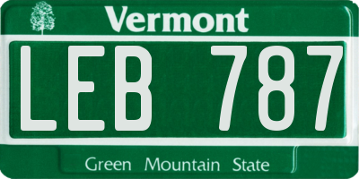 VT license plate LEB787