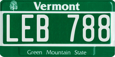 VT license plate LEB788