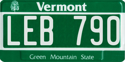 VT license plate LEB790
