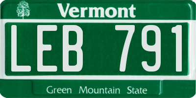 VT license plate LEB791