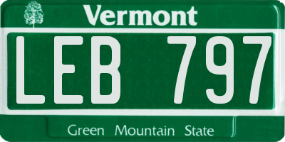 VT license plate LEB797