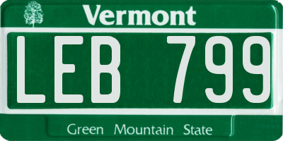 VT license plate LEB799