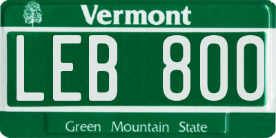 VT license plate LEB800