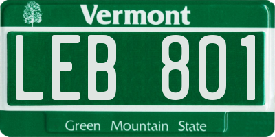 VT license plate LEB801