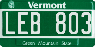 VT license plate LEB803