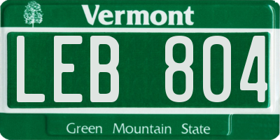 VT license plate LEB804
