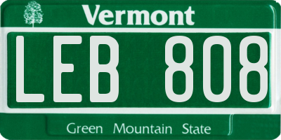 VT license plate LEB808
