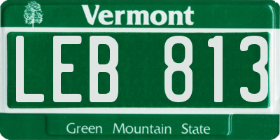 VT license plate LEB813