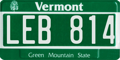 VT license plate LEB814