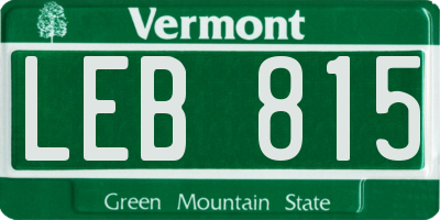 VT license plate LEB815