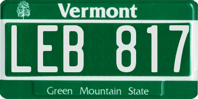 VT license plate LEB817
