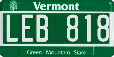 VT license plate LEB818