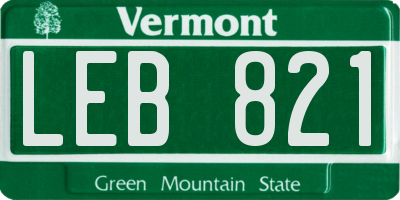 VT license plate LEB821