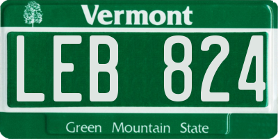 VT license plate LEB824