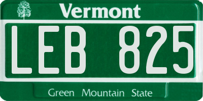 VT license plate LEB825