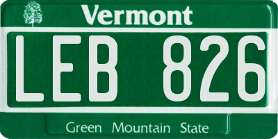 VT license plate LEB826