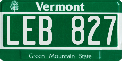 VT license plate LEB827