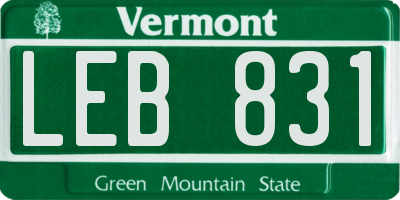 VT license plate LEB831