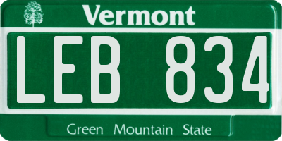 VT license plate LEB834